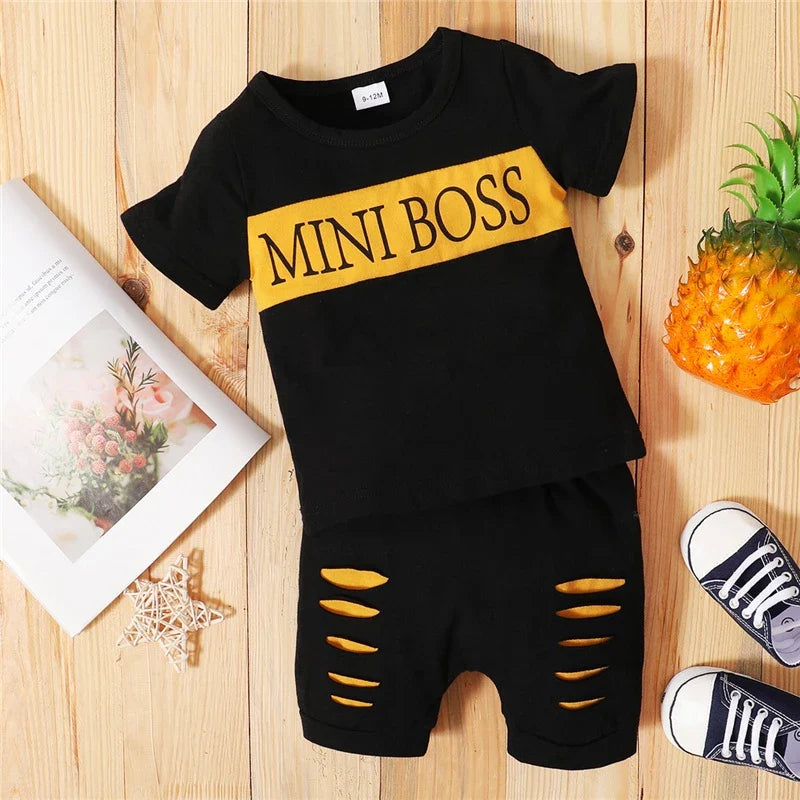 Roupas de Bebê Toddler Boy Manga Curta + Shorts Sport 2PCS 🍼👕