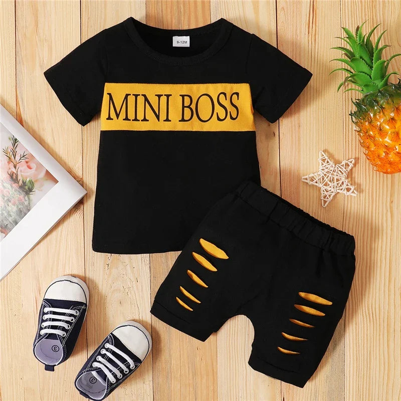 Roupas de Bebê Toddler Boy Manga Curta + Shorts Sport 2PCS 🍼👕